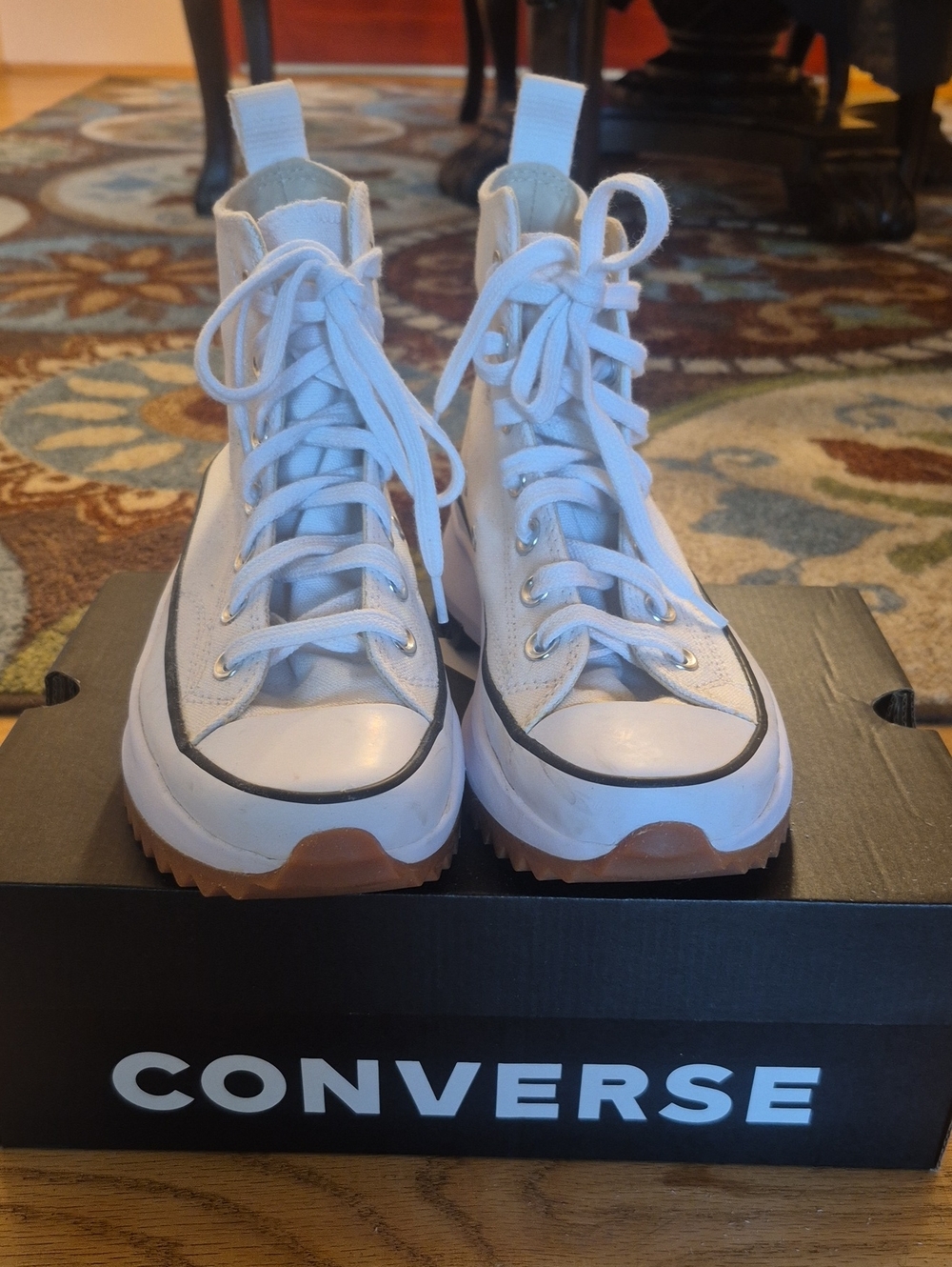 Converse White High-Top Platform Sneakers with Gum Outsole